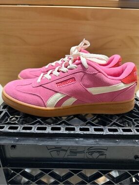 Reebok Women’s Pink Suede Sneakers with Cream Accents